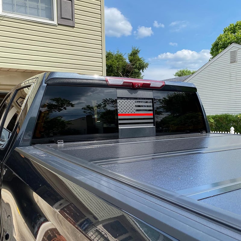 xinghe for Dodge Ram 2009 to 2024, American Flag Decals Stickers for Truck Back Middle Window, Matte Black USA Flag Decal - Image 3